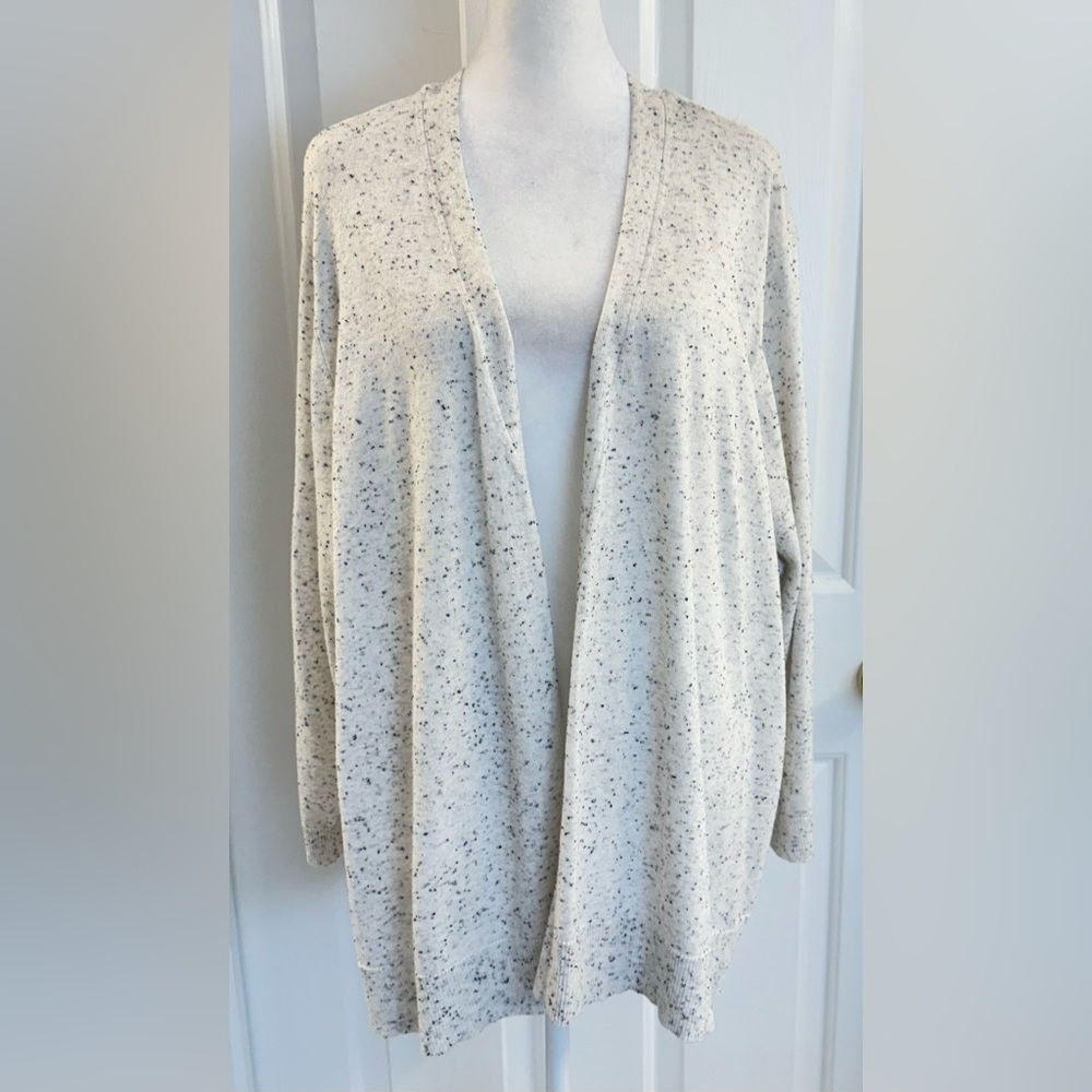 Verve Ami Sweater Woman Large White Blueish 3/4 Sleeve Open Front Cardigan 3XL
